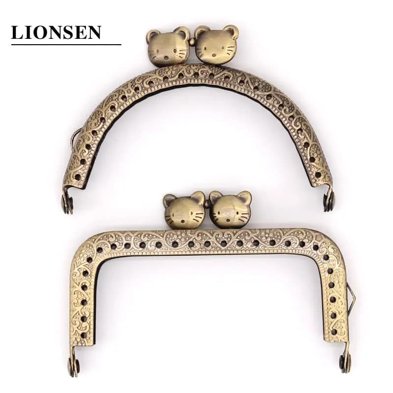 10pcs 8.5CM 10.5CM 12.5CM Cat Metal Purse Frame Handle for Clutch Bag Handbag Accessories Making Kiss Clasp Lock Bronze Bags