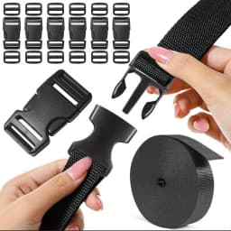 Buckles and Straps Set, 6Yards Nylon Webbing, 6pack Side Release Buckle, 12pcs Tri-Glide Sliders for DIY Luggage Strap, Backpack