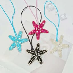 Fashionable Handmade Woven Starfish Bag Pendant, Cute Starfish Keychain Decoration, DIY Charm Bag Accessories