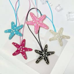 Fashionable Handmade Woven Starfish Bag Pendant, Cute Starfish Keychain Decoration, DIY Charm Bag Accessories