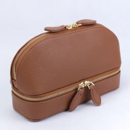 Free personalized pu pebble leather cosmetic bag women earring jewelry storage box zipper organizer leather travel jewelry box