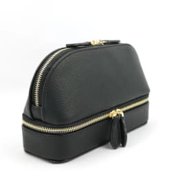 Free personalized pu pebble leather cosmetic bag women earring jewelry storage box zipper organizer leather travel jewelry box