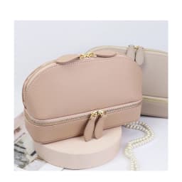 Free personalized pu pebble leather cosmetic bag women earring jewelry storage box zipper organizer leather travel jewelry box