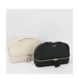 Free personalized pu pebble leather cosmetic bag women earring jewelry storage box zipper organizer leather travel jewelry box