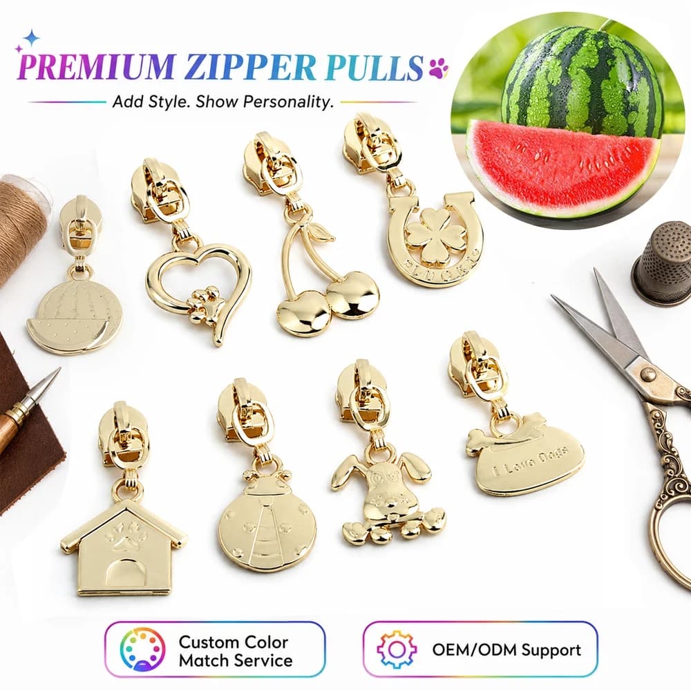 5/20/100PCS Summer Series 5# Nylon Multicolor Metal Zippers Puller Slider For Broken Buckle Purse Bags Dress Sewing Accessories