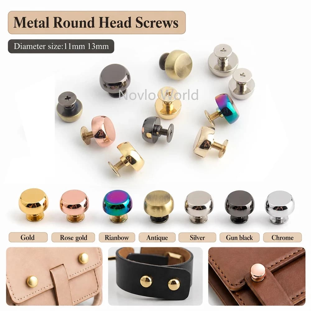 50-200pcs 8 colors 11mm 13mm Solid Cast Stud DIY Bag Bottom Rivets In Screws,Bags Handbags Purse Feet Studs Accessories