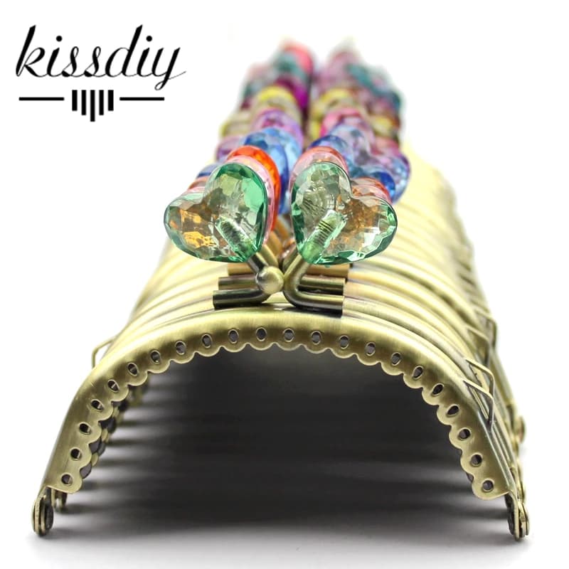 KISSDIY 10 PCS  8.5CM Heart Metal Purse Frame Antique Bronze Arc Bags Hardware Kiss Clasp Pattern DIY Bag Accessories