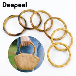 2/4Pc 12/13/15cm Faux Bamboo Plastic Round Bag Handles for Handbag Purse Frame Wovenbag DIY Replacement Handle Craft Accessories