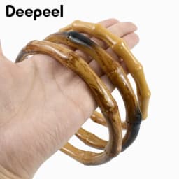 2/4Pc 12/13/15cm Faux Bamboo Plastic Round Bag Handles for Handbag Purse Frame Wovenbag DIY Replacement Handle Craft Accessories