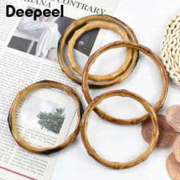 2/4Pc 12/13/15cm Faux Bamboo Plastic Round Bag Handles for Handbag Purse Frame Wovenbag DIY Replacement Handle Craft Accessories