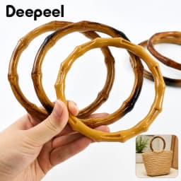 2/4Pc 12/13/15cm Faux Bamboo Plastic Round Bag Handles for Handbag Purse Frame Wovenbag DIY Replacement Handle Craft Accessories