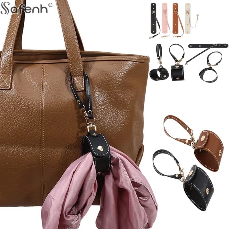 Leather Strap Trendy Solid Color PU Glove Scarf Holder Strap Outdoor Travel Hat Clip Portable Multifunctional Towel Storage Clip