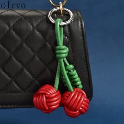 New Fashion Woven Cherry Personalized Bag Accessories Delicate Cute Woven Ball Bag Decoration Women's Bag Pendant Holiday Gifts