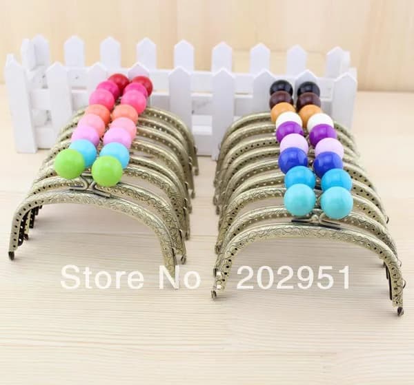 10pcs 12CM Candy Ball Antique Bronze Metal Purse Frame Kiss Clasp For Diy Bag Lock Making Accessory