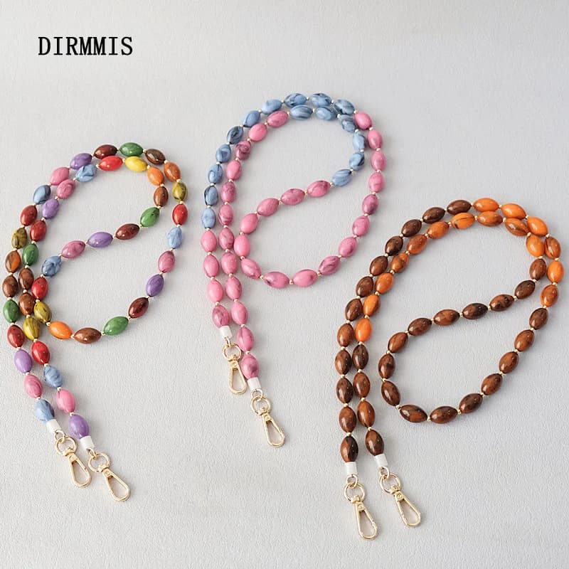 New Fashion Woman Bag Accessory Detachable Vintage Candy Beaded Chain Acrylic Bag Rope Strap Women Handbag Shoulder Handle Chain