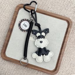 Cartoon Cute Animals Schnauzer Lanyard Bag Pendant PU Leather Backpack Pendant Key Chains for Women Birthday Gift
