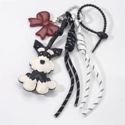 Cartoon Cute Animals Schnauzer Lanyard Bag Pendant PU Leather Backpack Pendant Key Chains for Women Birthday Gift