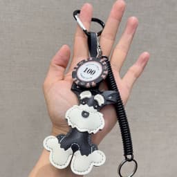 Cartoon Cute Animals Schnauzer Lanyard Bag Pendant PU Leather Backpack Pendant Key Chains for Women Birthday Gift