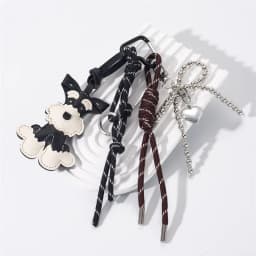 Cartoon Cute Animals Schnauzer Lanyard Bag Pendant PU Leather Backpack Pendant Key Chains for Women Birthday Gift