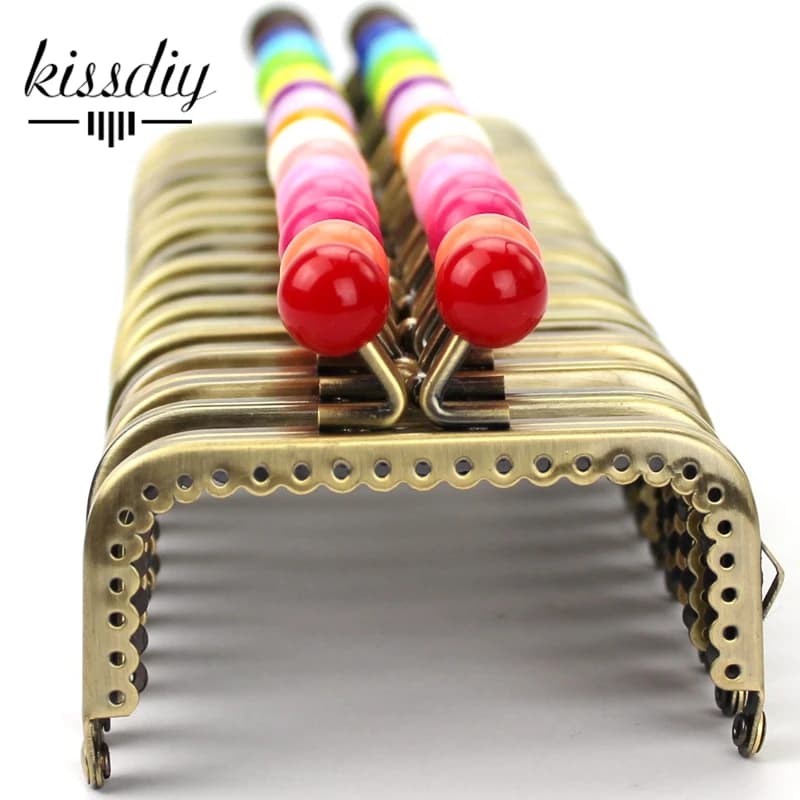 10 PCS/LOT 8.5cm small candy bead Metal Purse Frame Square bright and clean antique bronze lace Coin Purse Frame kiss clasp
