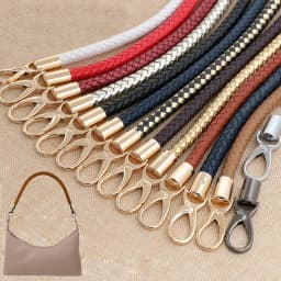2pcs PU Leather Braided Rope Handles for Handbag Shoulder Bag Strap Handmade Bag DIY Accessories Alloy Metal Hook Buckle KZ0346
