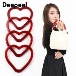 2/4Pcs 14cm Plastic Resin Heart Ring Bags Handle Women's Handbag WovenBag DIY Handmade Purse Frame Handles Bag Accessories