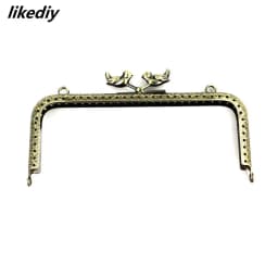 10 Pcs/Lot 15 CM Antique Bronze Square Bird Bead Metal Purse Frame Carved Kiss Clasp DIY Bag Accessory