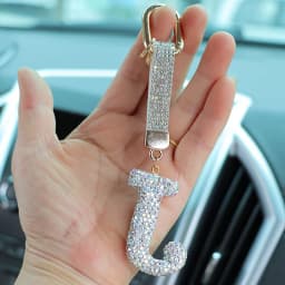 Fashion Shiny Rhinestone Letters Keychain Bag Charm Cute Letters Pendant Car Key Ring Backpack Decoration Accessories Gifts
