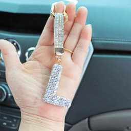 Fashion Shiny Rhinestone Letters Keychain Bag Charm Cute Letters Pendant Car Key Ring Backpack Decoration Accessories Gifts