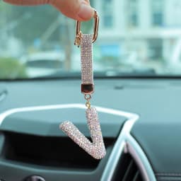 Fashion Shiny Rhinestone Letters Keychain Bag Charm Cute Letters Pendant Car Key Ring Backpack Decoration Accessories Gifts