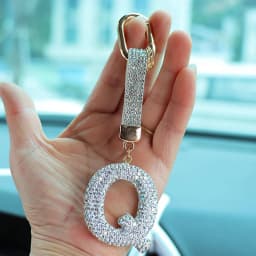 Fashion Shiny Rhinestone Letters Keychain Bag Charm Cute Letters Pendant Car Key Ring Backpack Decoration Accessories Gifts
