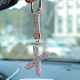 Fashion Shiny Rhinestone Letters Keychain Bag Charm Cute Letters Pendant Car Key Ring Backpack Decoration Accessories Gifts