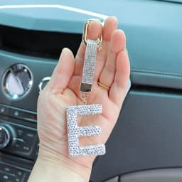 Fashion Shiny Rhinestone Letters Keychain Bag Charm Cute Letters Pendant Car Key Ring Backpack Decoration Accessories Gifts