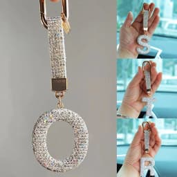 Fashion Shiny Rhinestone Letters Keychain Bag Charm Cute Letters Pendant Car Key Ring Backpack Decoration Accessories Gifts