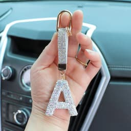 Fashion Shiny Rhinestone Letters Keychain Bag Charm Cute Letters Pendant Car Key Ring Backpack Decoration Accessories Gifts