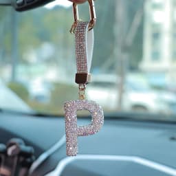 Fashion Shiny Rhinestone Letters Keychain Bag Charm Cute Letters Pendant Car Key Ring Backpack Decoration Accessories Gifts