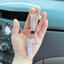 Fashion Shiny Rhinestone Letters Keychain Bag Charm Cute Letters Pendant Car Key Ring Backpack Decoration Accessories Gifts