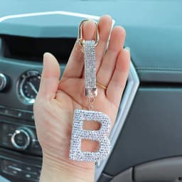 Fashion Shiny Rhinestone Letters Keychain Bag Charm Cute Letters Pendant Car Key Ring Backpack Decoration Accessories Gifts