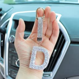 Fashion Shiny Rhinestone Letters Keychain Bag Charm Cute Letters Pendant Car Key Ring Backpack Decoration Accessories Gifts