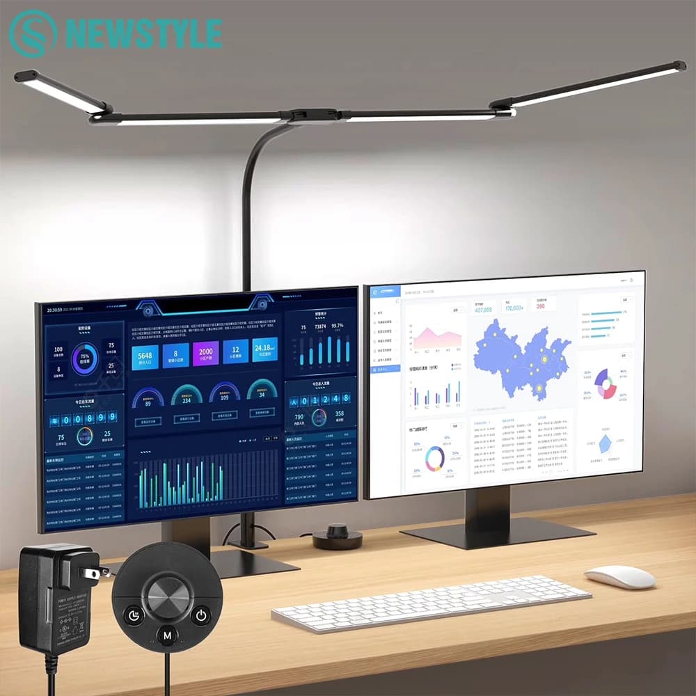 Led Desk Lamp with Clamp Architect Desk Lamp for Home Office 24W Ultra Bright Auto Dimming PC Light Stepless Dimming Table Light