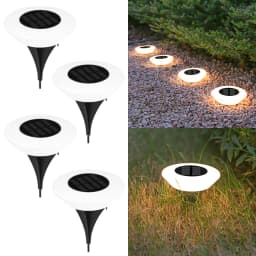1/4 PCS Solar Ground Lights, Cool White/Warm , IP65 Waterproof Outdoor LED Buried Lights for Garden Pathway Lawn