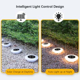 1/4 PCS Solar Ground Lights, Cool White/Warm , IP65 Waterproof Outdoor LED Buried Lights for Garden Pathway Lawn