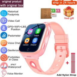 Smart Watch 4G Sim Card Kids GPS WiFi Video Call Tracker Location SOS Call Back Monitor Phone Watch Smartwatch Children Gifts