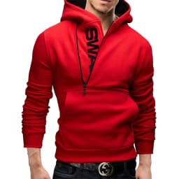 Men's Hoodies Long Sleeve Sweatshirts for Men Zipper Hooded Pullover High Neck Mens Sweatshirt Top Jacket Coat Black Sweater