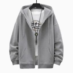 Men's  Trendy Hoodie Cardigan Autumn Hooded Sweatshirt Solid Color Classic Jacket Long Sleeve Zipper Coat Casual Men Clothing