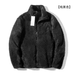 Exquisite Coral Fleece Zipper Collar Open Cardigan Sweatshirt Jacket Ultra Value Autumn Winter Warm Long Sleeve Short Length