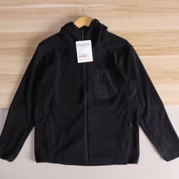 Afashion Outdoor Warm Fleece-lined Hooded Base Layer Shirt Wave Pattern Zipper Closure Couples Long Sleeve Polyester Jacket