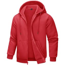 TACVASEN Big Pockets Fleece Lining Hoodies Mens Hooded Coats Full Zip Up Casual Hoodie Jackets Athlete Running Hiking Sportswear