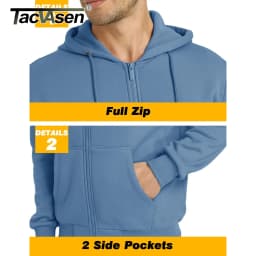 TACVASEN Big Pockets Fleece Lining Hoodies Mens Hooded Coats Full Zip Up Casual Hoodie Jackets Athlete Running Hiking Sportswear