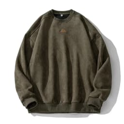 TFETTERS Brand Suede Sweatshirts for Men 2026 New Autumn Winter Clothing Baggy Vintage Pullovers Couples O Neck Oversize Blouse